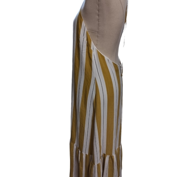 After Market Mustard  Yellow White Stripe Halter Sundress - Picture 4 of 9